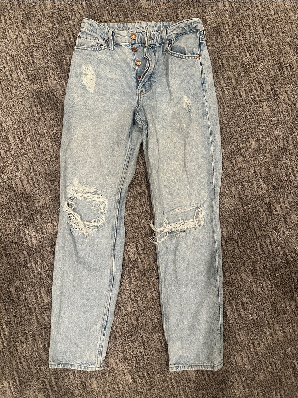 &Denim "90's Boyfriend" Light Blue Distressed Jeans